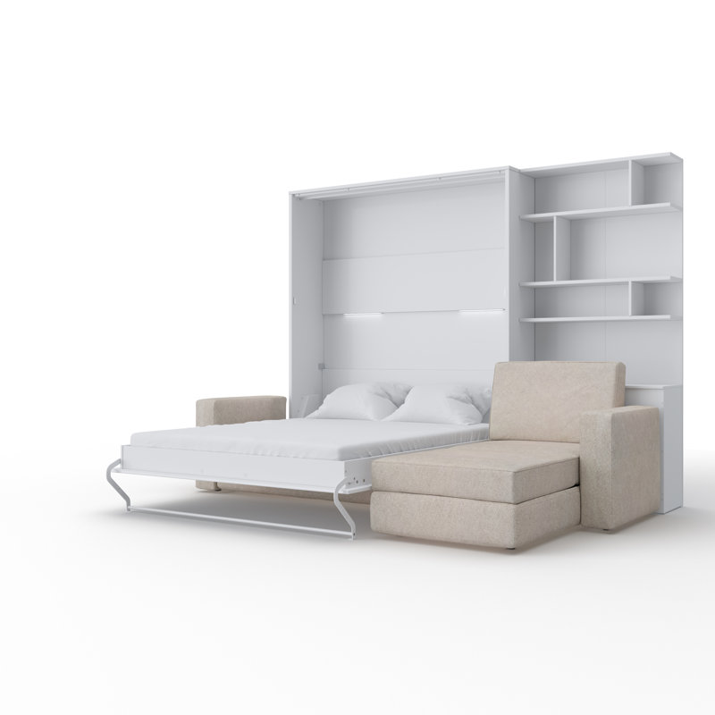 MaximaHouse Invento Vertical Wall Bed With A Corner Sofa And A Bookcase